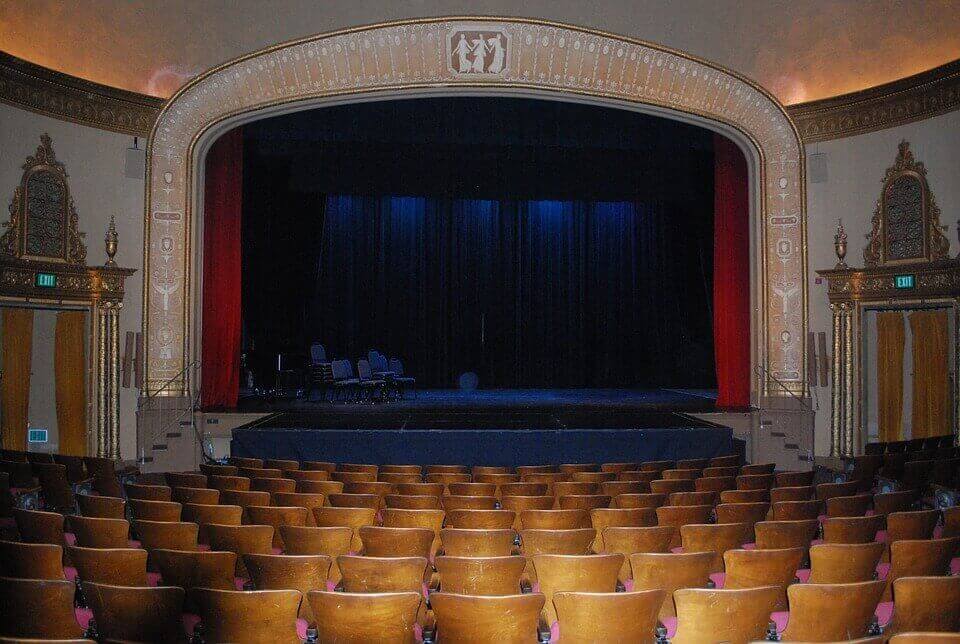 Stage in the theater.